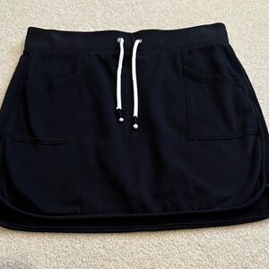 Black Mini Knit Skirt with Drawstring